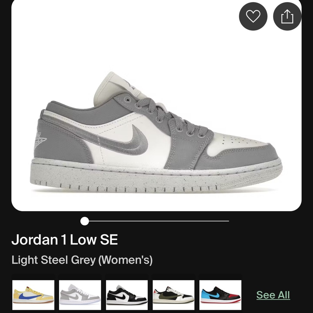 Jordan 1 Low SE Gray and White Sneakers